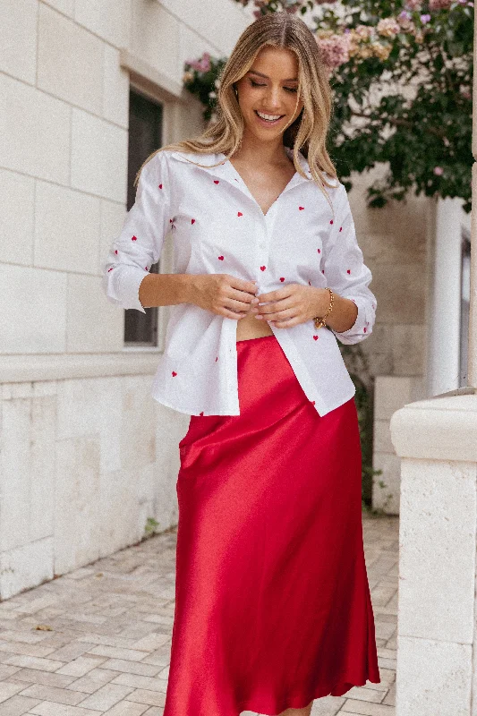 Weekend Exclusive Cyra Heart Top - White Red