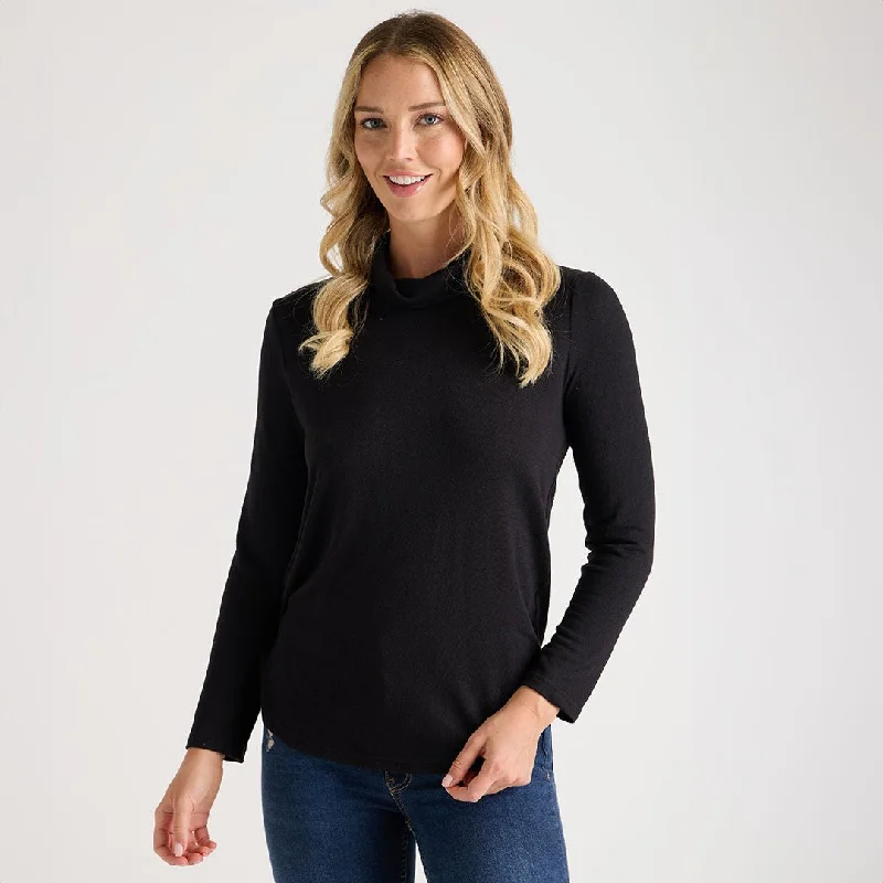 Exclusive Designer Style Deals Ladies Black Cowl Neck Scoop Top