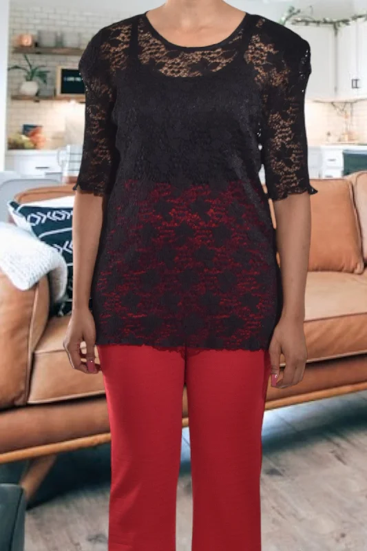 Top Brand Discounts Black Floral Net Top