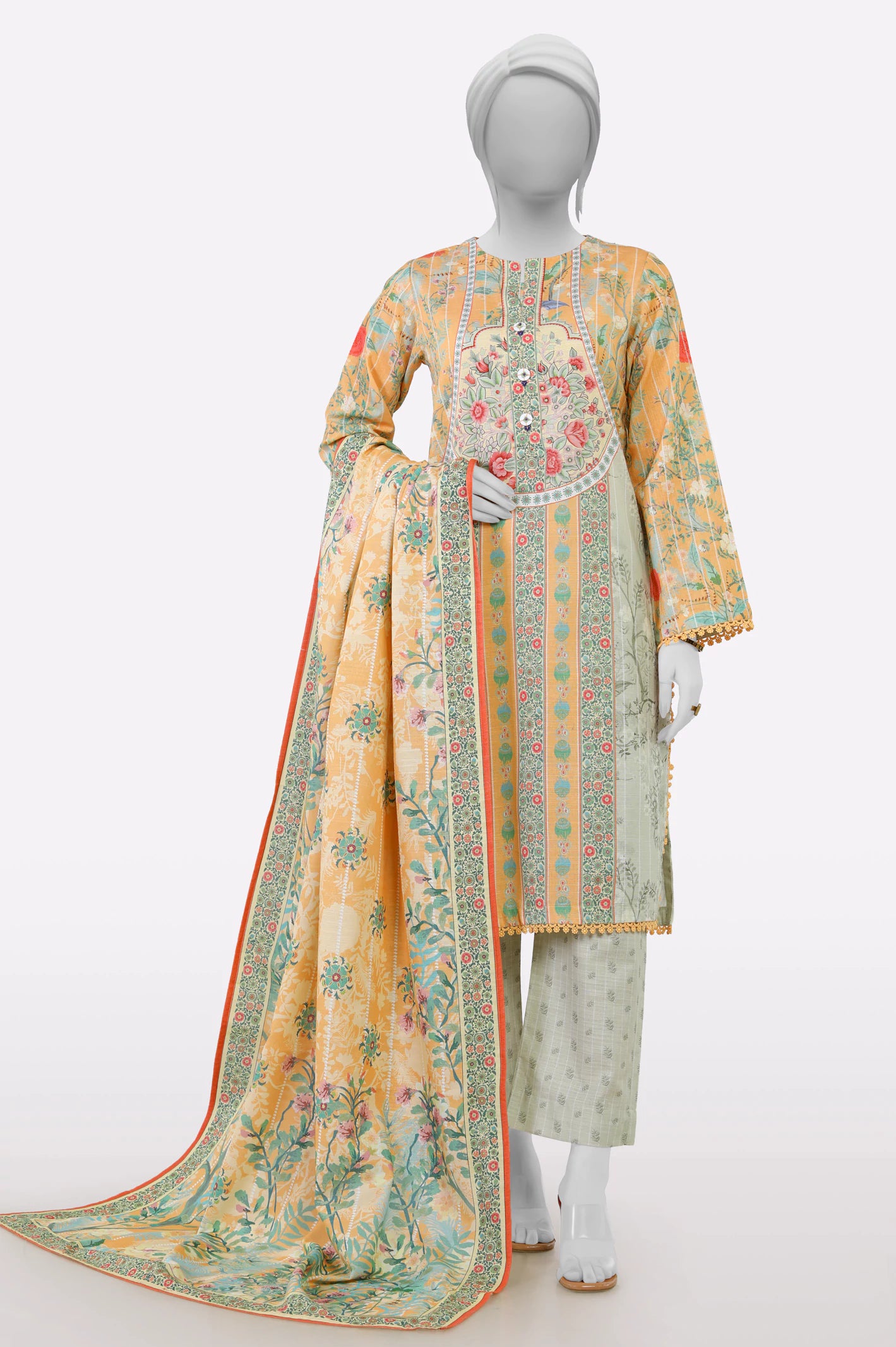 Retro Style Promotions Mustard Printed 3PC
