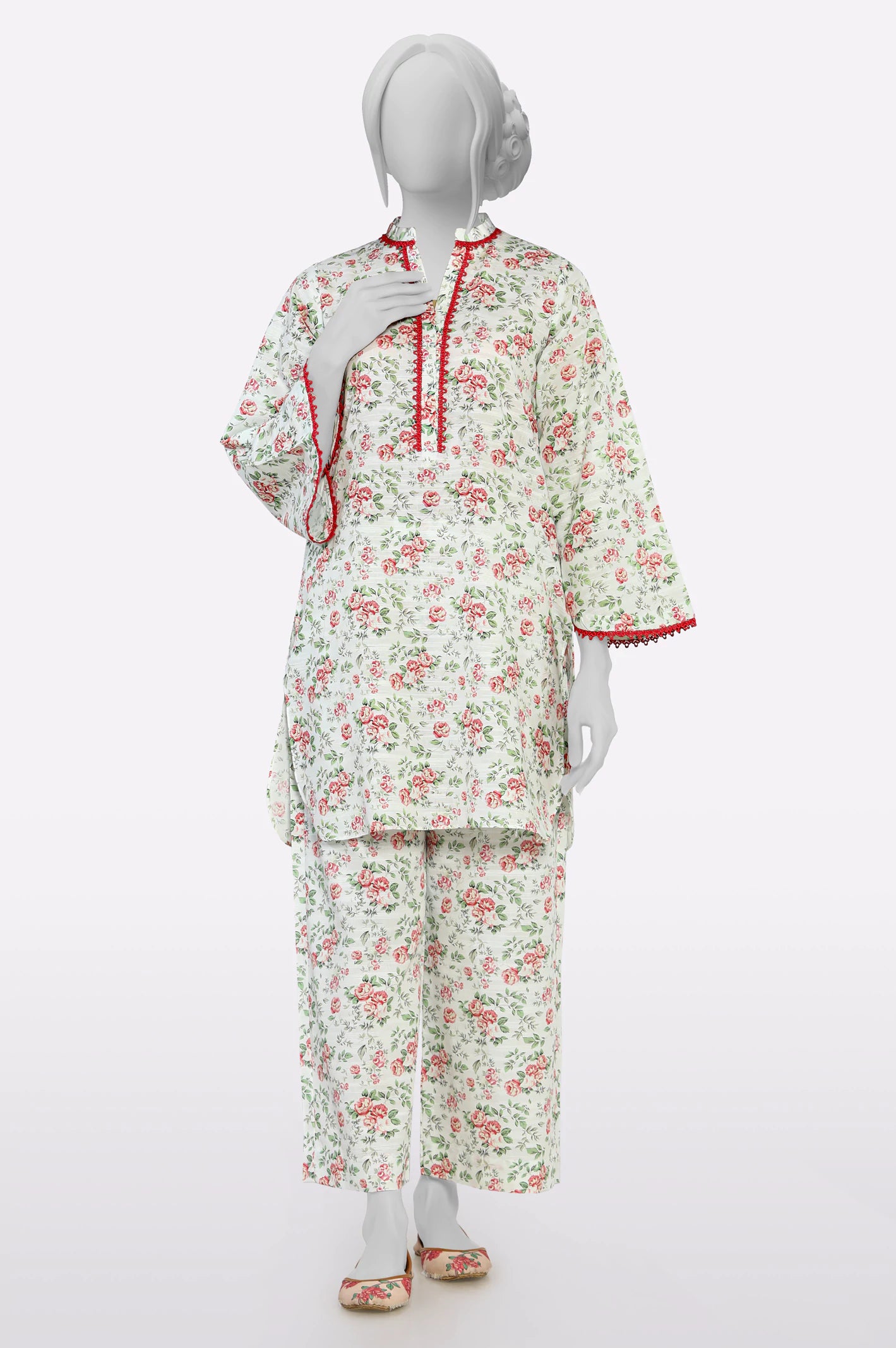 Stay Ahead In Style White Printed 2PC
