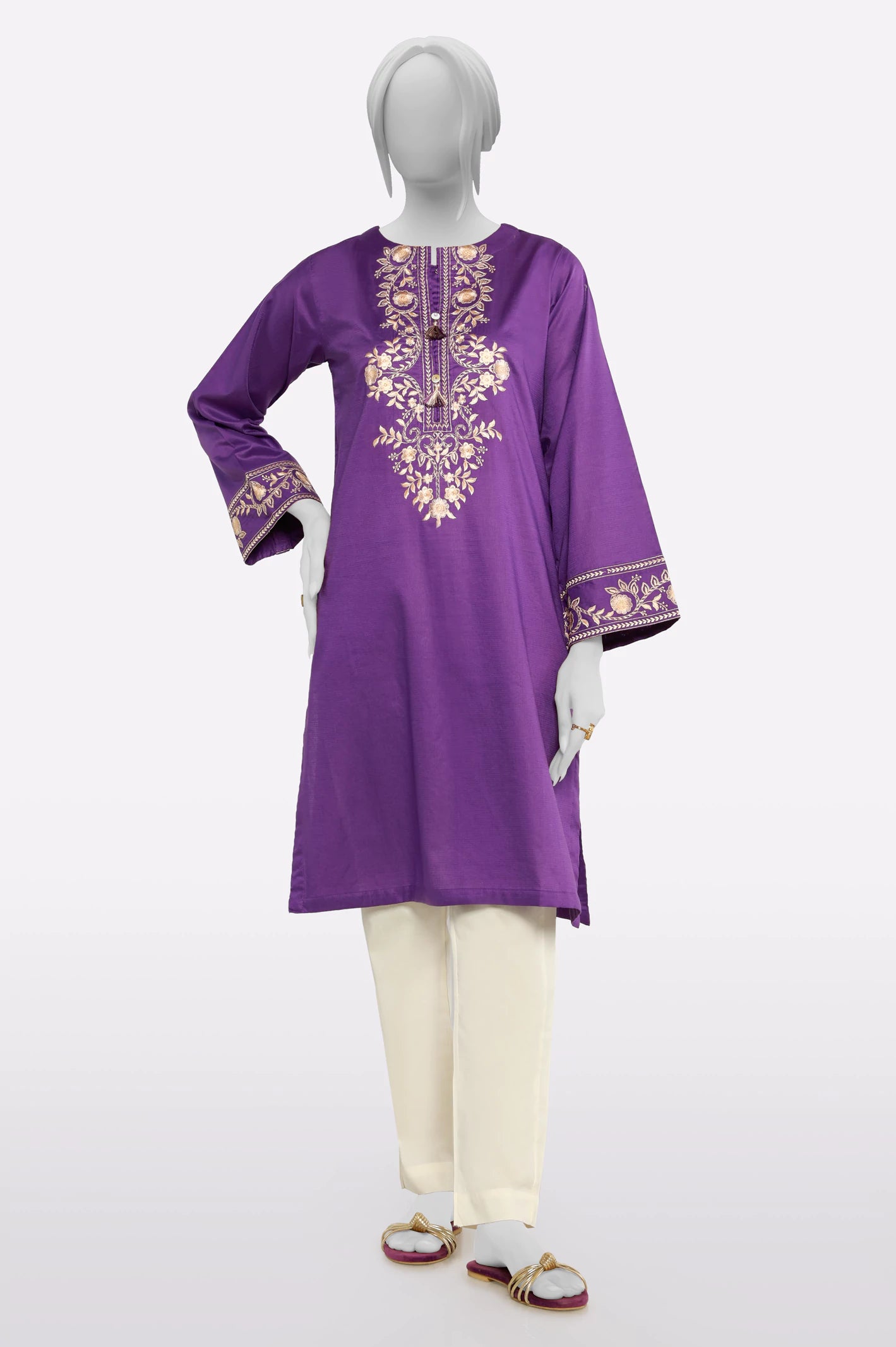 Snag Fabulous Fashion Bargains Purple Embroidered Kurti