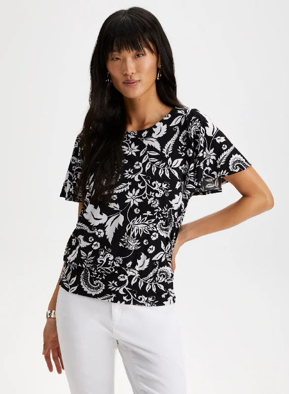 Inspired By You, Designed For You Floral Print Flutter Sleeve Top