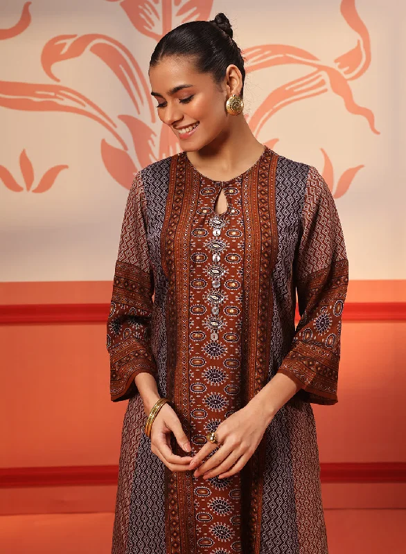 Fashion Sale Laiba Cocoa Printed Kurta for Women