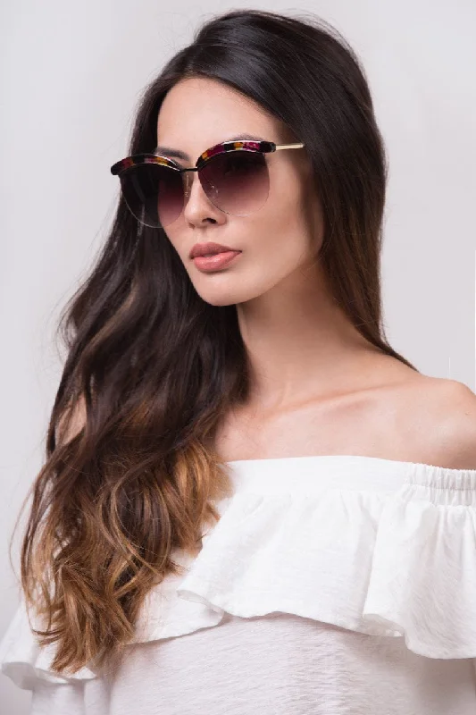 Statement Fashion Offers Black and Purple Top Rim Sunglasses