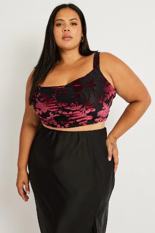 Trend Leading Collection Red Cowl Top Sleeveless