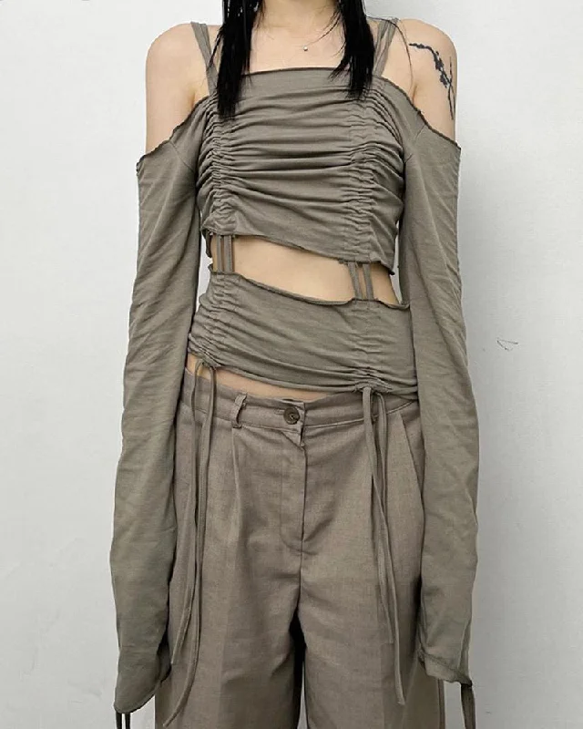 Elevated Casual Discounts Galforte Ruched Cut Out Top