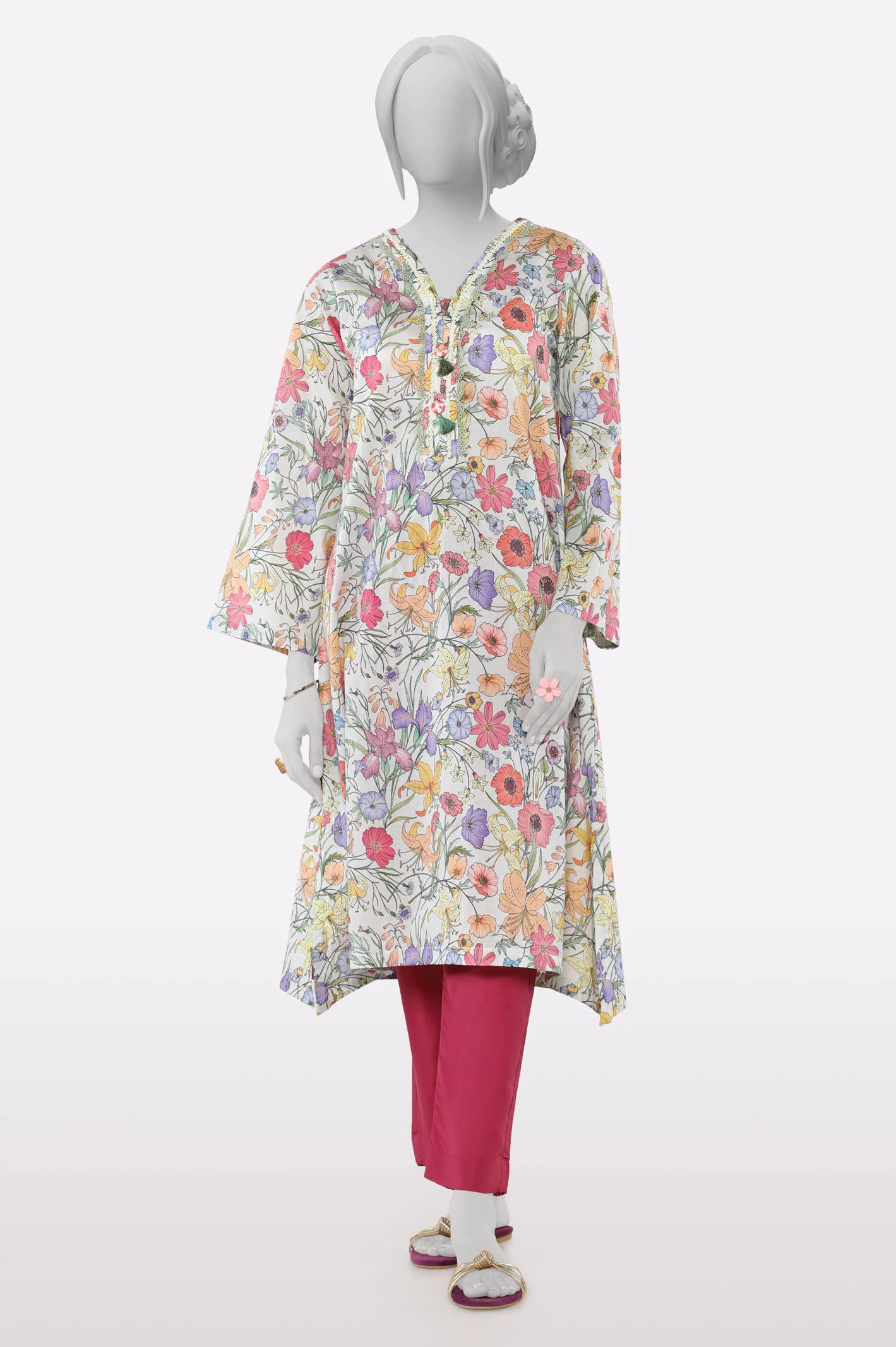 Trendy Fashion Sale White Printed Kurti