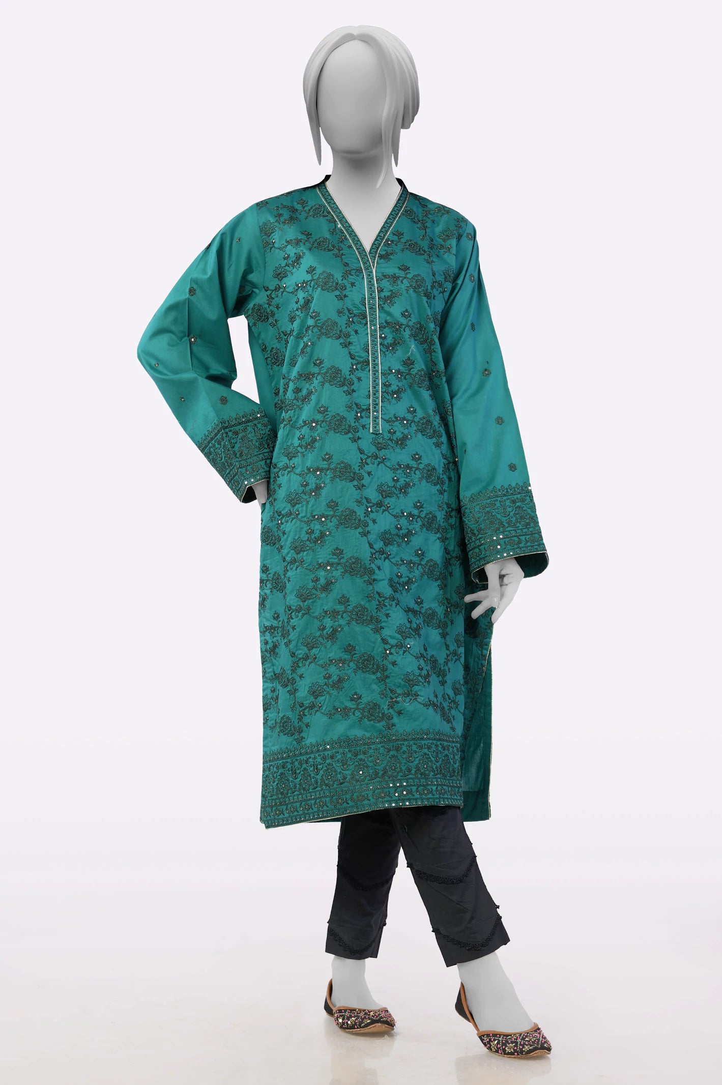 Fashion Forward Green Embroidered Kurti
