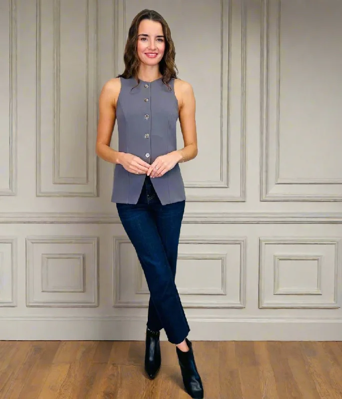 Urban Elegance Deals Grey Tailored Longline Waistcoat