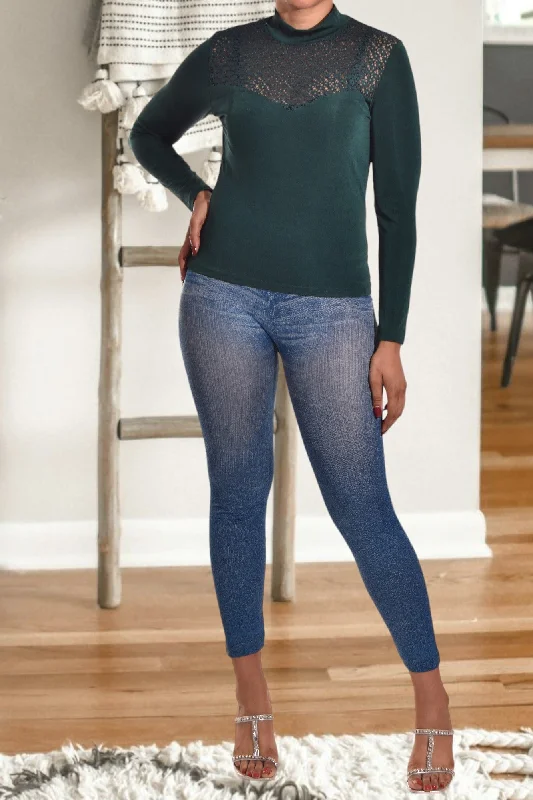 Fashion Deal Emerald Net Top