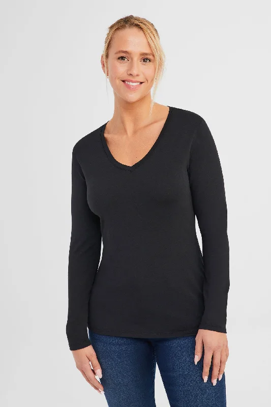 Edgy Fashion Deals Chandail à col en V en coton - Femme