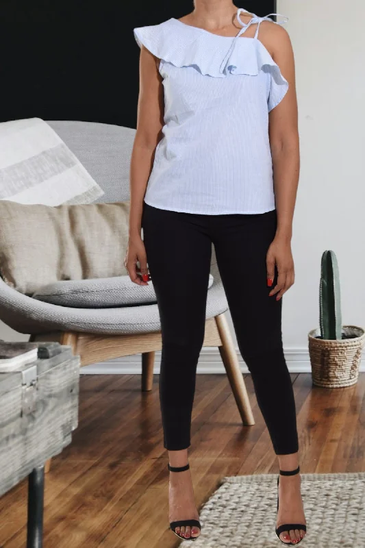 Seasonal Sale Blue Shoulder Tie Top
