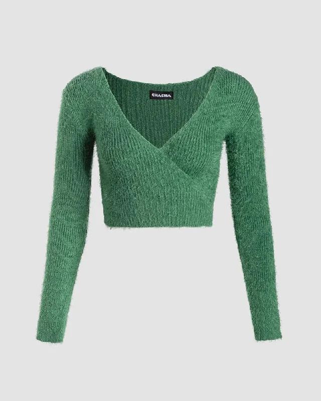 Street Style Discounts Winter Child V-Neck Fluff Top
