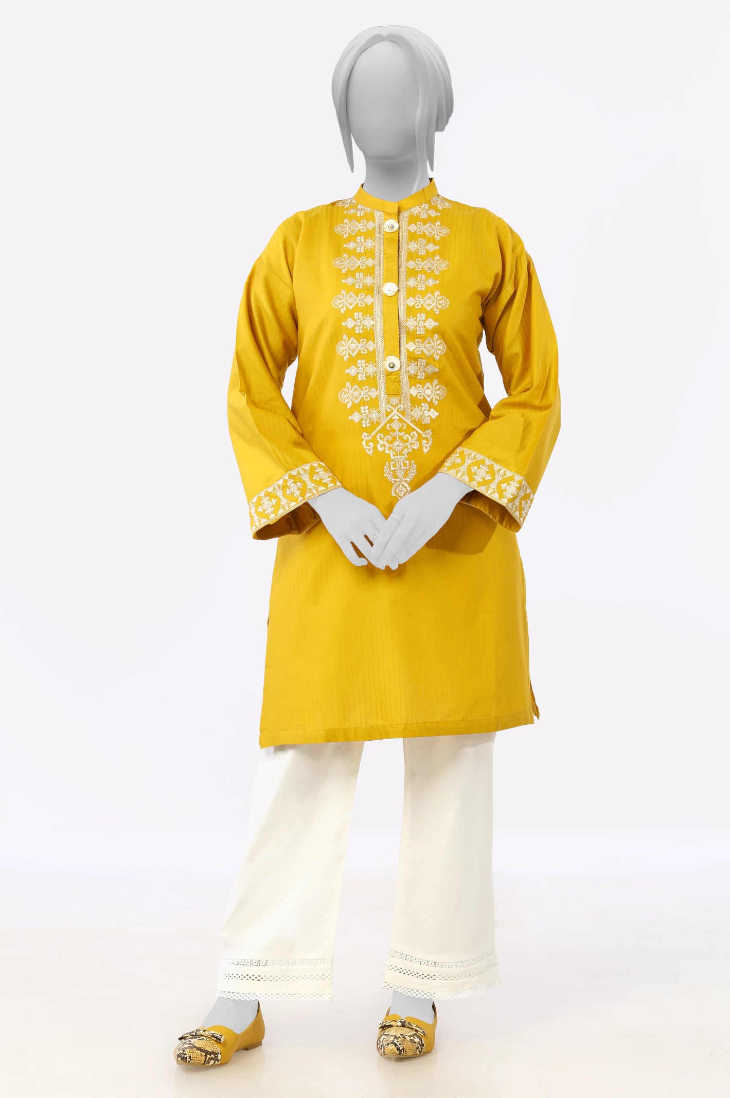 Limited Time Mustard Embroidered Kurti
