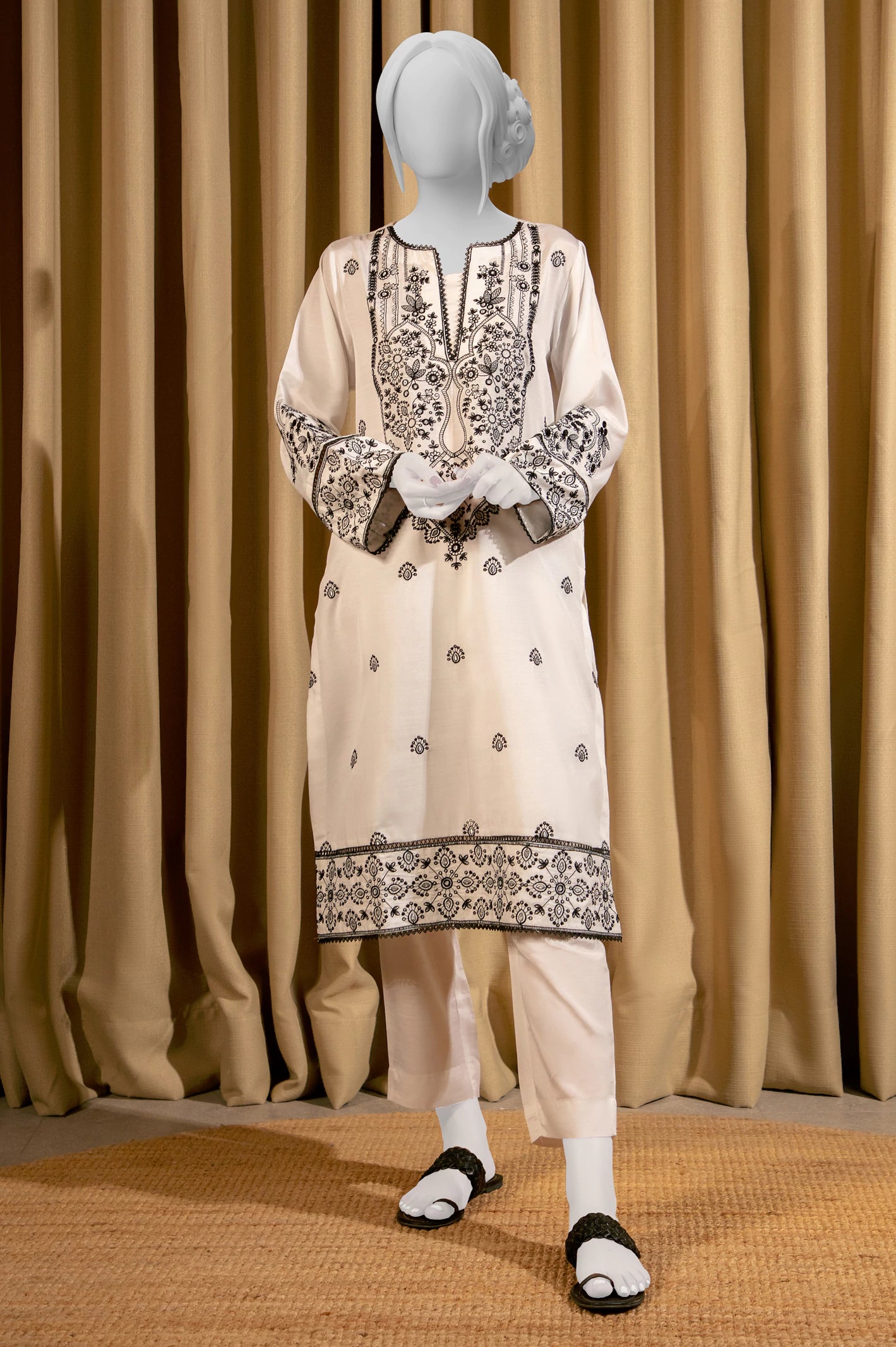Classy Style Discounts White Embroidered 2PC