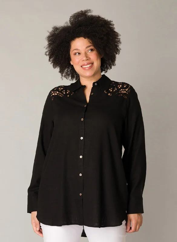 Sale Event, Prices Rock schwarze Bluse mit Spitzenbesatz 