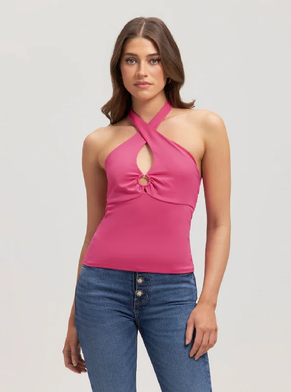 Season Offer Pink Halter Kamia Top