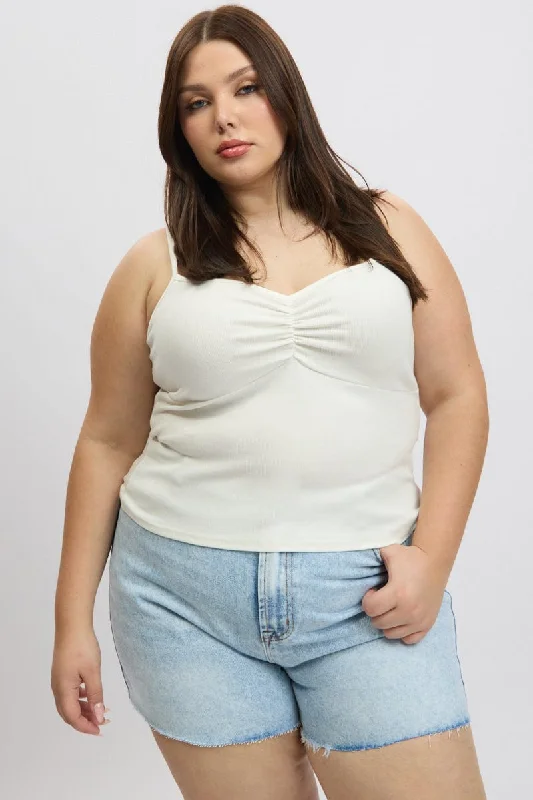 Forward Trendsetter White Singlet Top Rib Jersey