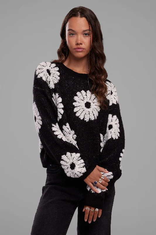 Polished Style Deals Chandail tricot jacquard à fleurs - Femme