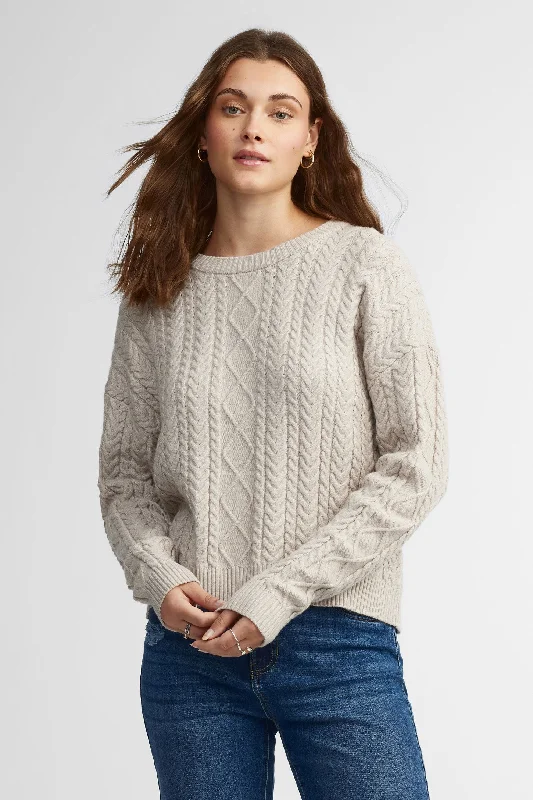 Huge Discounts This Week Chandail col rond tricot câble - Femme