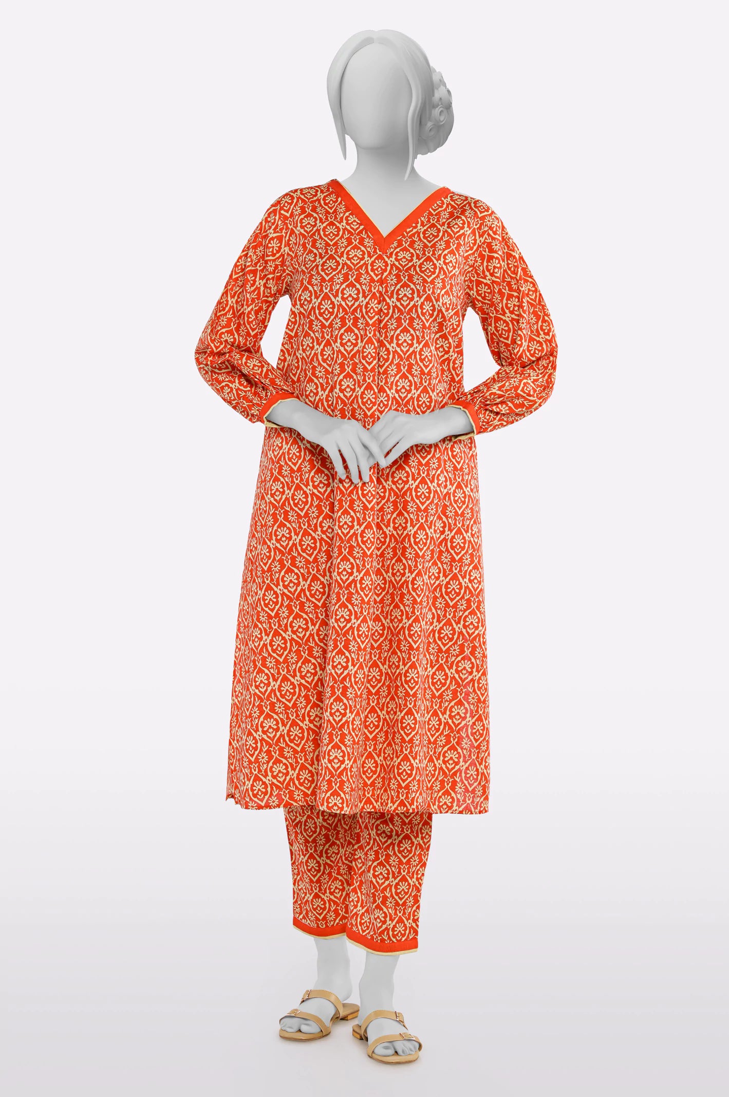 Fashionista Favorites Orange Printed 2PC