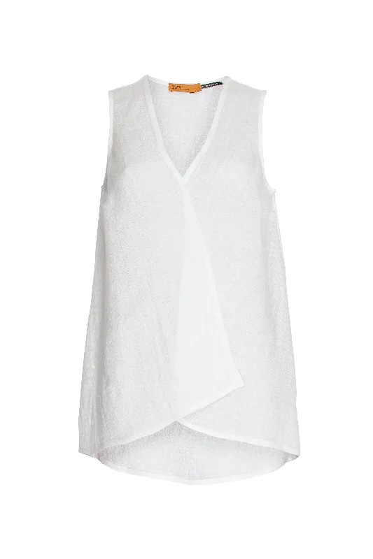 Summer Fashion Linen V Neck Singlet - Natural 9748