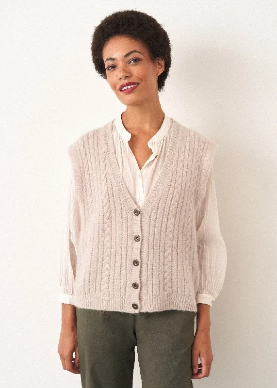 Urban Style Promotions LEWIS KNITTED WAISTCOAT - OATMEAL