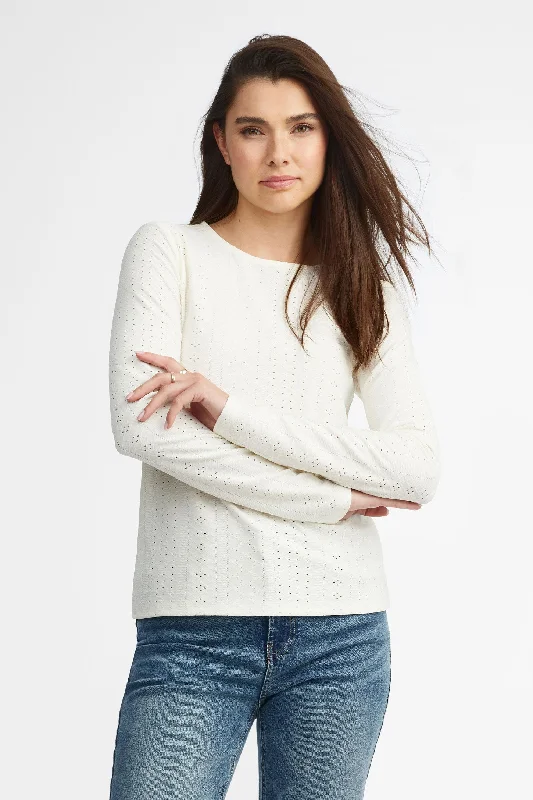 Feminine Style Promotions Chandail col rond broderie anglaise - Femme