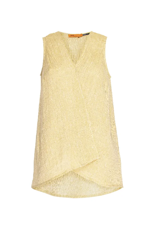 Latest Fashion Linen V Neck Singlet - Lemon 9749