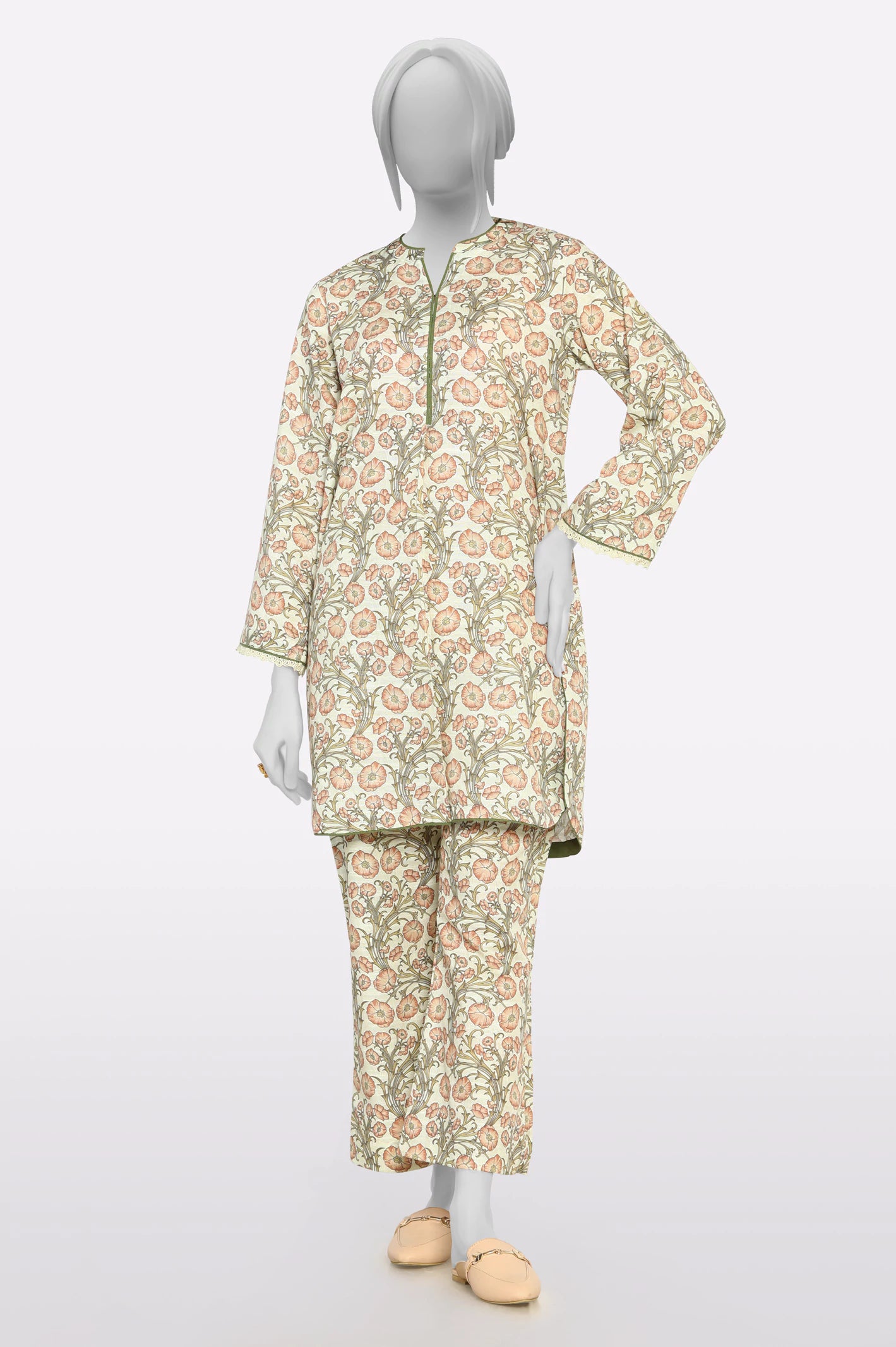 Ride The Style Wave Beige Printed 2PC