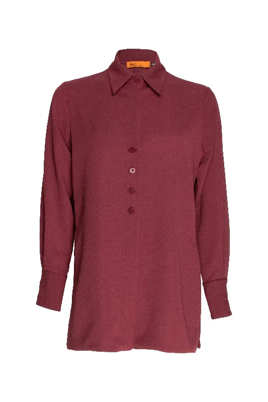 Casual Fashion 4 Button Shirt - Wine 8648
