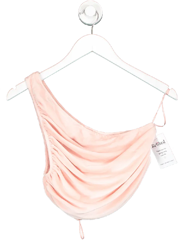 Fashion Sale Lioness Pink Towelling One Shoulder Ruched Top UK M
