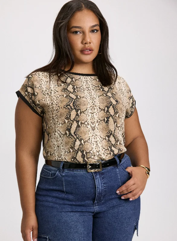Shop The Hottest Deals Snake Print Cap Sleeve Top