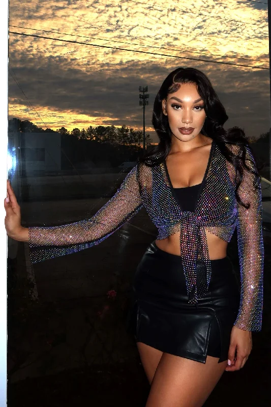 Casual Yet Chic Sales Excuse Me Rhinestone Fishnet Top