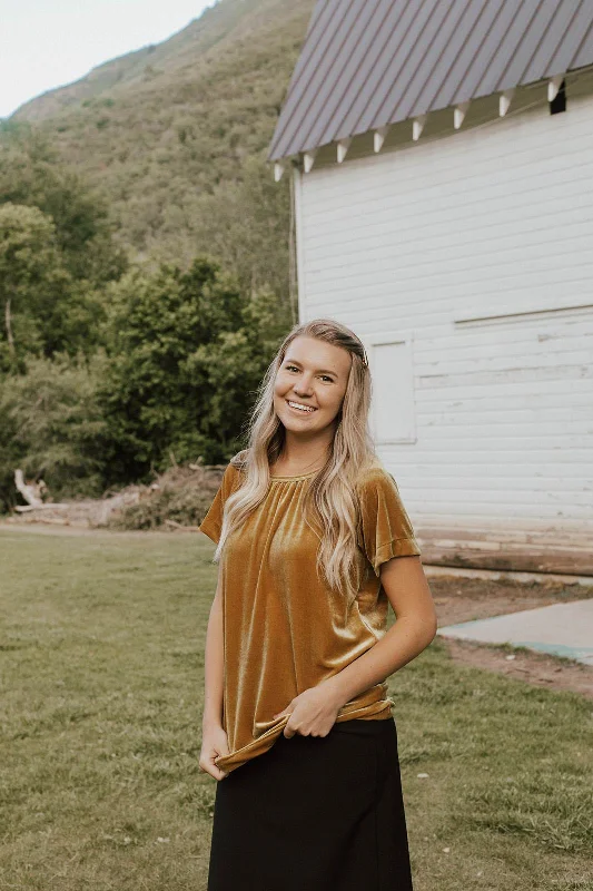 Luxury Fashion Victoria Velvet Top Gold