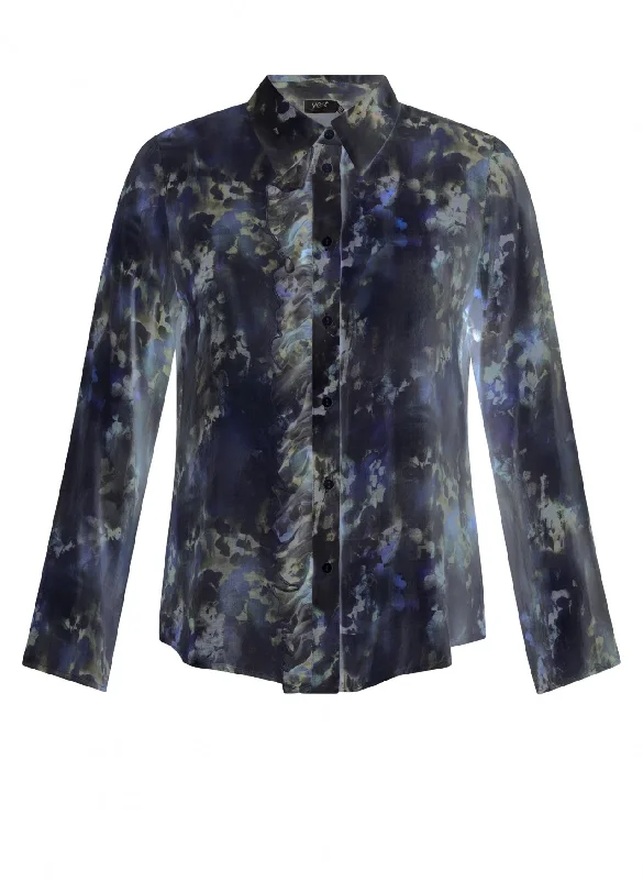 Budget Saver luftige schwarze Bluse mit feiner Bügelfalte
