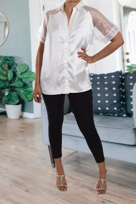 Style Breakthroughs White Satin Shirt