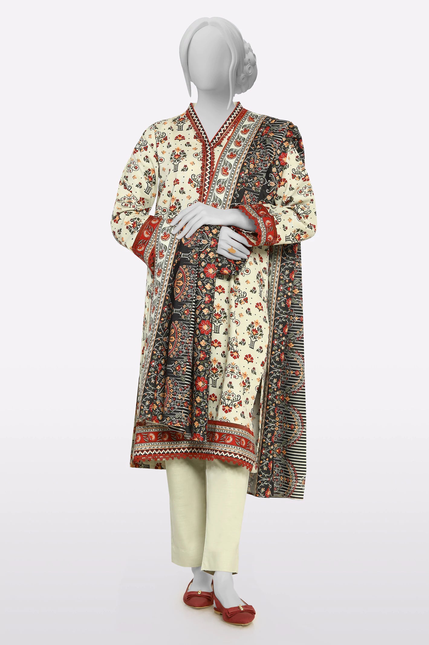 Fashion Frontiers Beige Printed 3PC