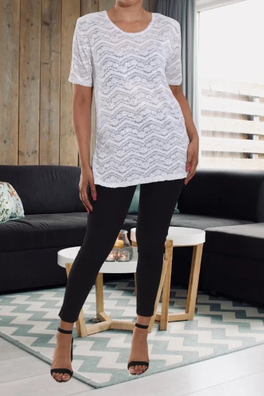 Boutique Styles White Patterned  Net Top