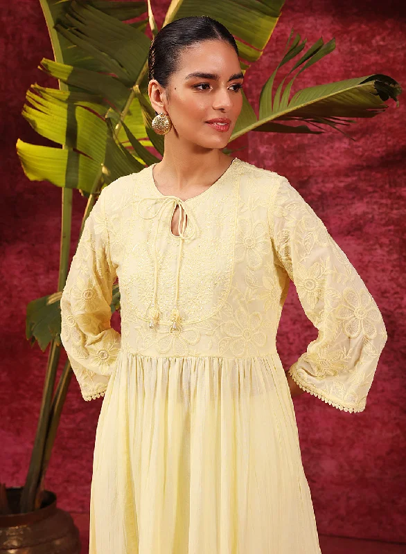 Style Upgrade Chandni Butter Embroidered Crinkled Viscose Georgette Designer Kurti for Women Style Upgrade Chandni Butter Embroidered Crinkled Viscose Georgette Designer Kurti for Women