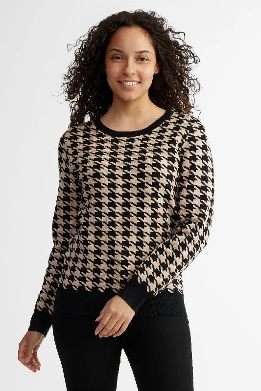 Valentine's Special Chandail col rond tricot jacquard pied-de-poule - Femme