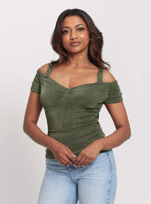 Fall Sale, Prices Drop Khaki Green Emily Rib Top
