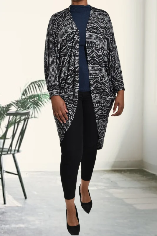 Top Deals Printed Black And White Long Shrug