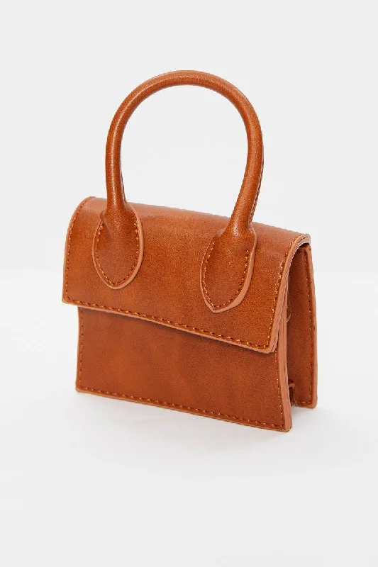 Flirty Fashion Discounts Brown Top Handle Micro Bag