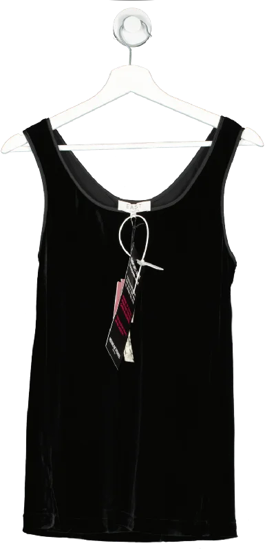 Luxury Casual Deals East Boutique Black Scoop Neck Velvet Top UK M