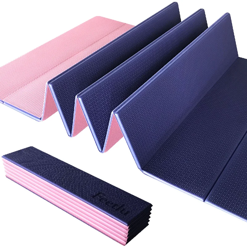 Support Your Flow With Discounted Yoga Equipment Foldable Exercise Yoga Mat 6mm (1/4") - Dark Blue/Pink Support Your Flow With Discounted Yoga Equipment Foldable Exercise Yoga Mat 6mm (1/4") - Dark Blue/Pink