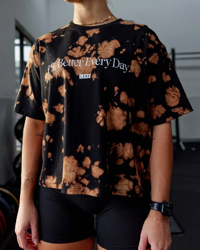 Your Practice Deserves The Best—At Better Prices 1% Better Heavyweight Cropped Tee - Black-Bleach-Tie Dye Your Practice Deserves The Best—At Better Prices 1% Better Heavyweight Cropped Tee - Black-Bleach-Tie Dye