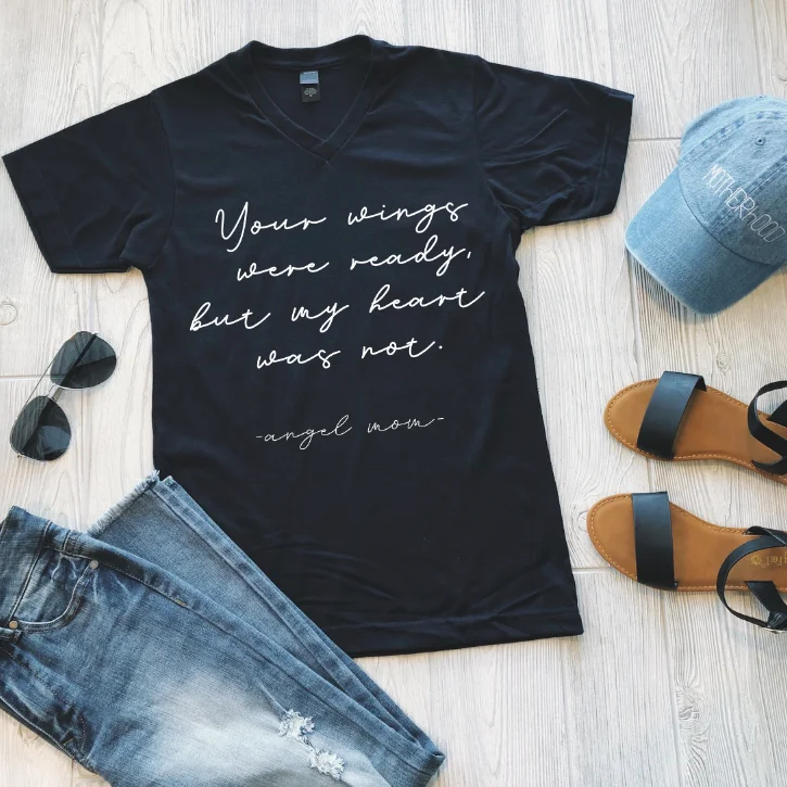 Breathe, Stretch, And Save On Yoga Apparel Angel Mom • Navy Tee