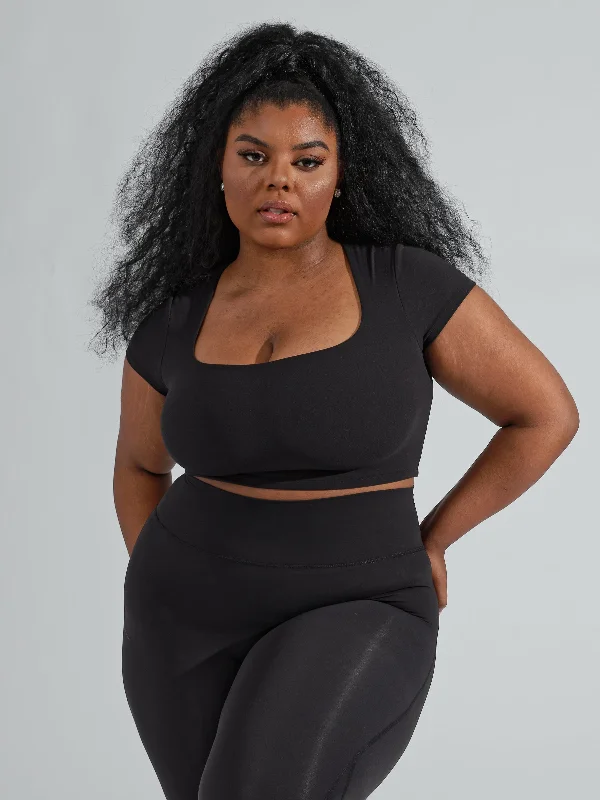 Find Your Perfect Fit With Discounted Yoga Outfits Butter Crop Top - Onyx Black